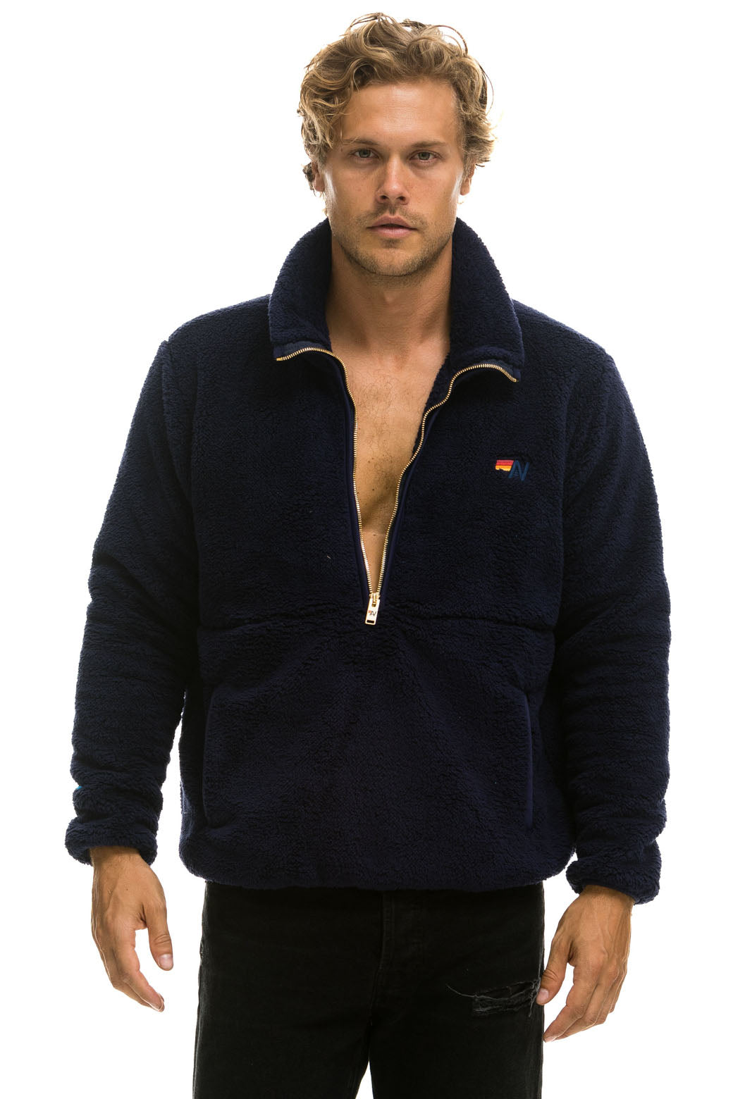 TEDDY UNISEX HALF ZIP JACKET - NAVY - Image 2