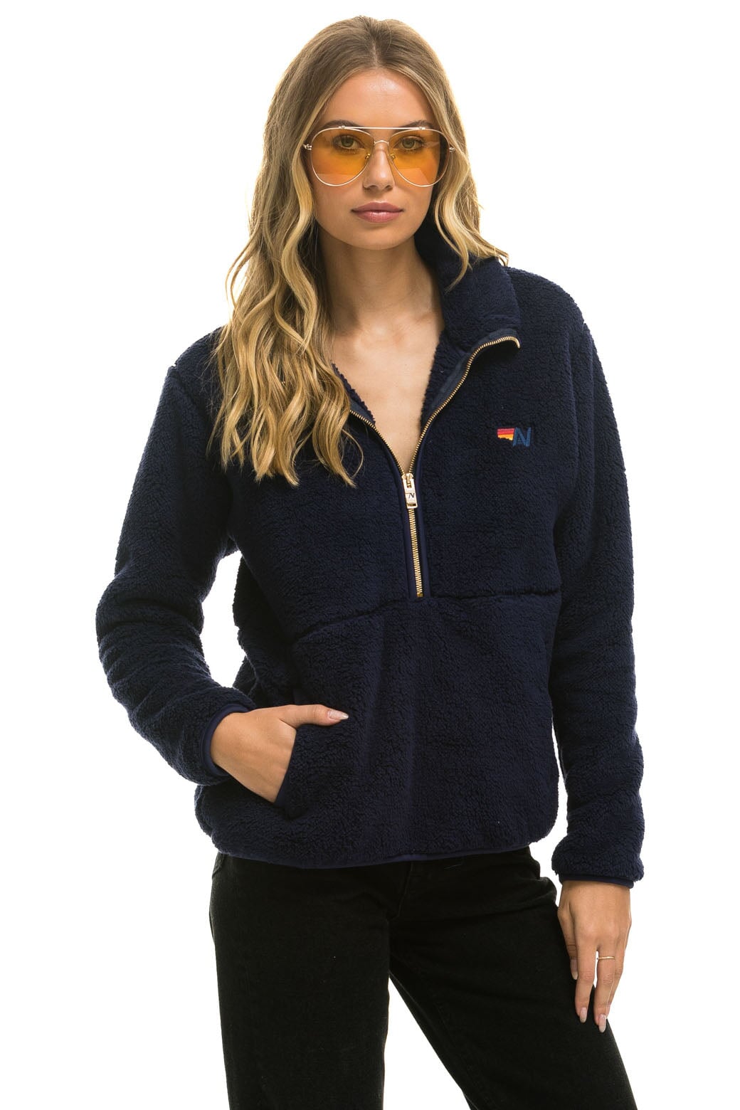 TEDDY UNISEX HALF ZIP JACKET - NAVY - Image 3