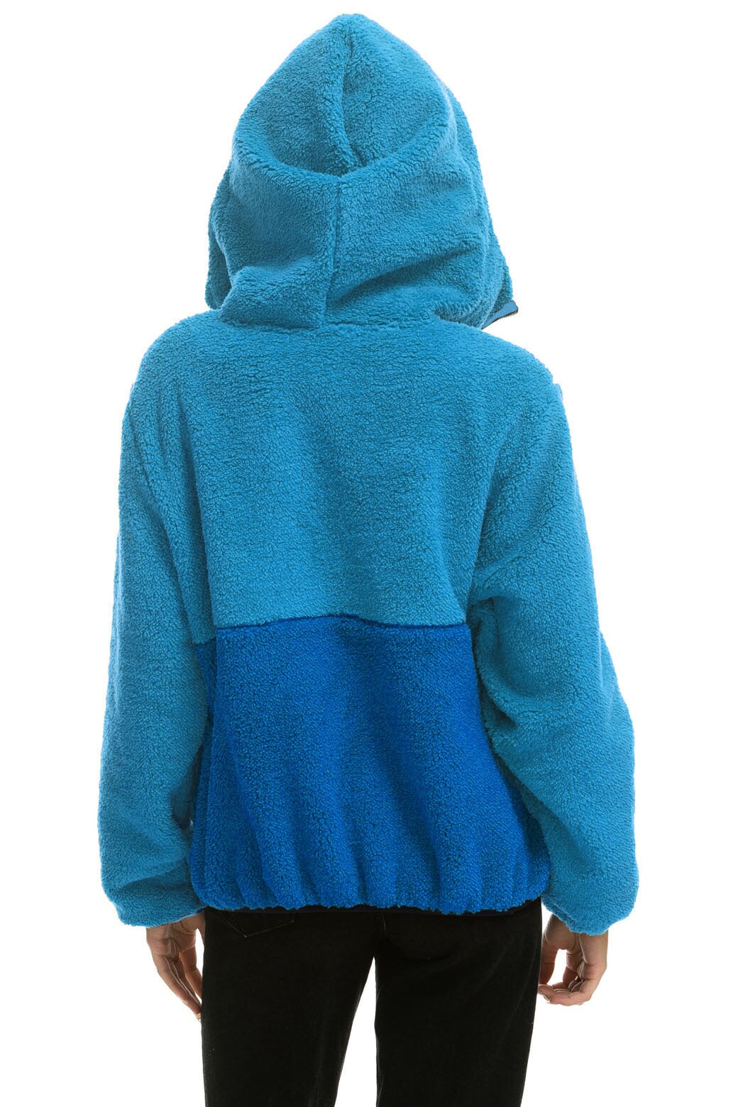 TEDDY UNISEX HOODED HALF ZIP COLOR BLOCK JACKET - OCEAN - Image 2
