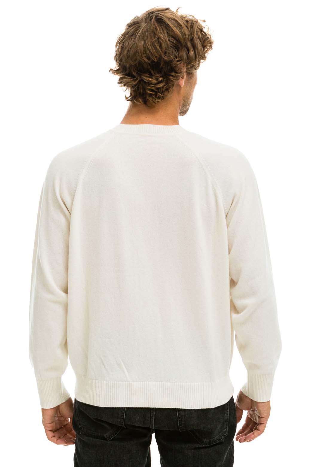 UNISEX BOLT CASHMERE LIGHT SWEATER - VINTAGE WHITE // BLACK BOLT - Image 7