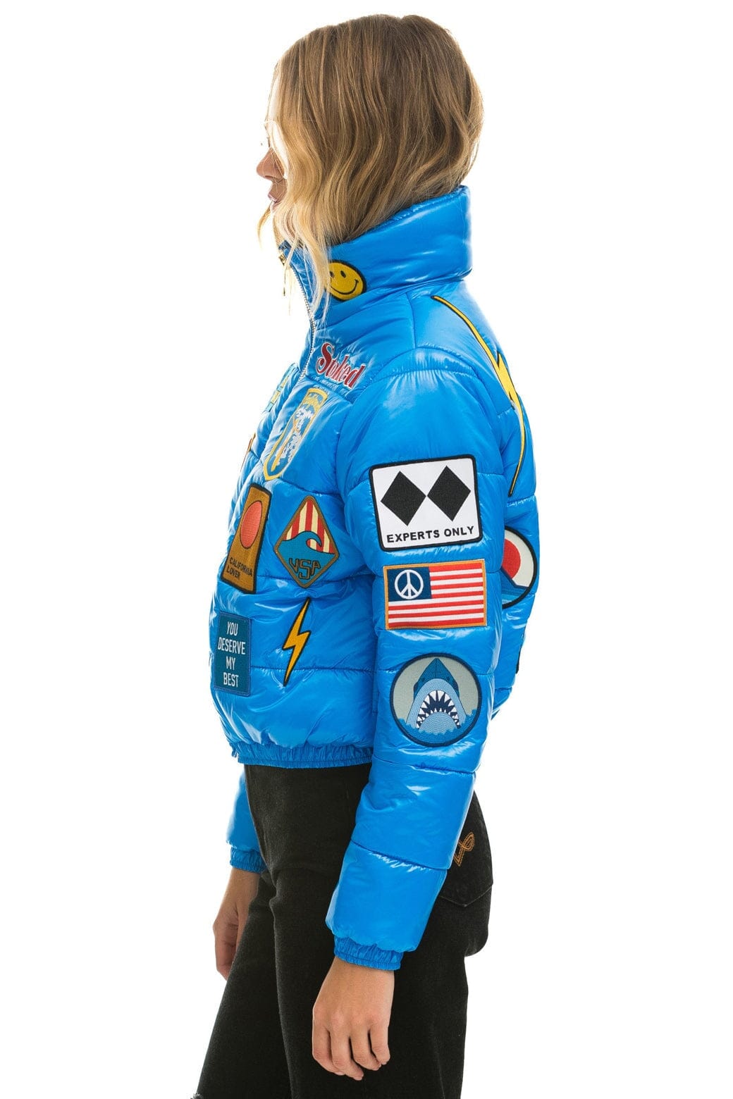 VINTAGE PATCH APRES PUFFER JACKET - BLUE CINA GLOSSY - Image 3