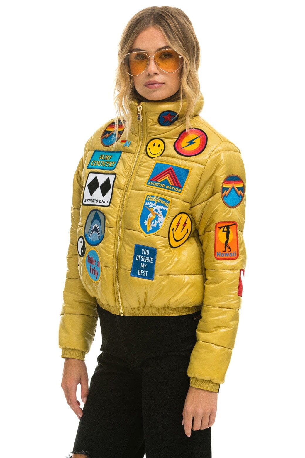 VINTAGE PATCH APRES PUFFER JACKET - HONEY GLOSSY - Image 5