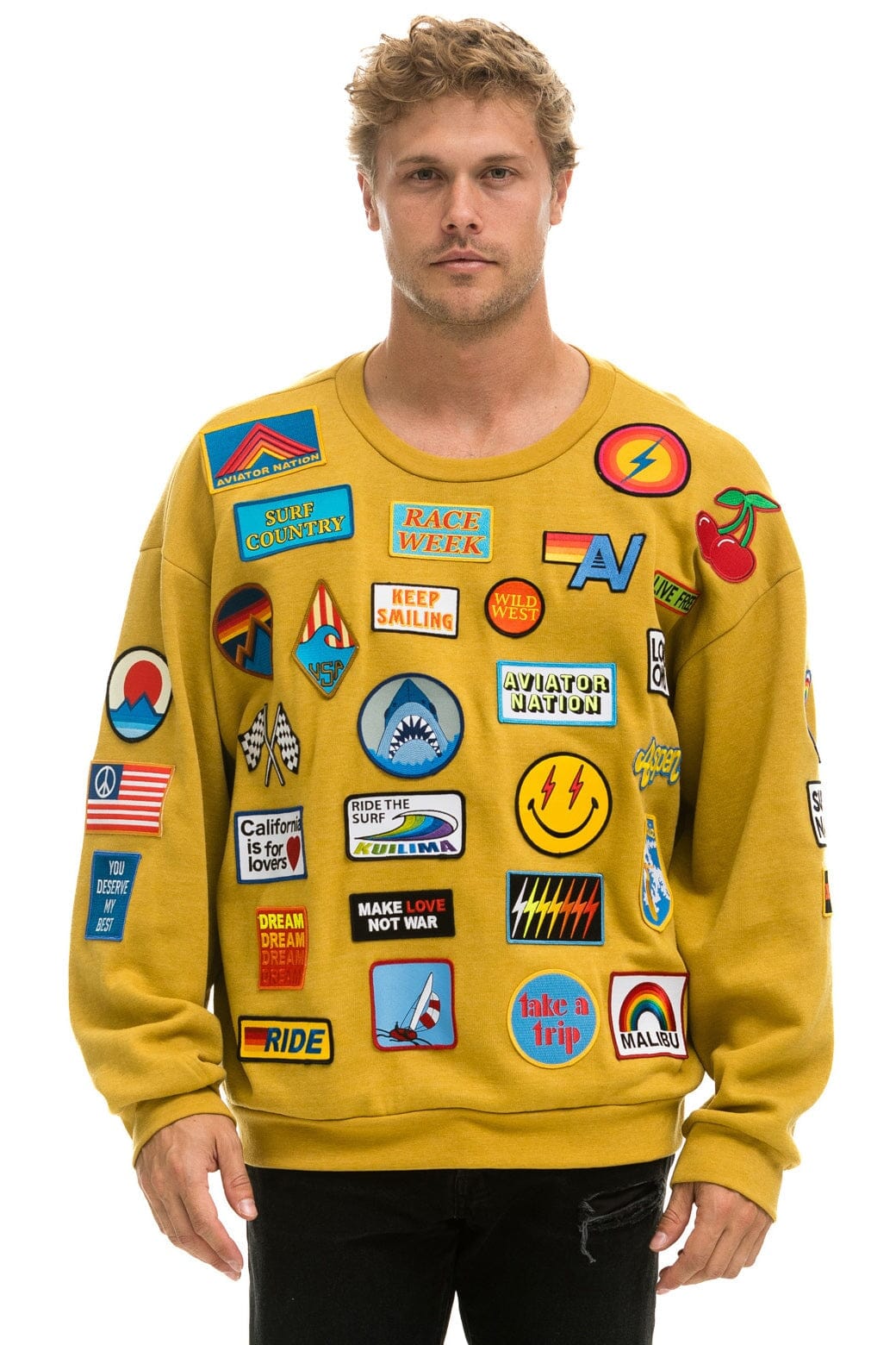 VINTAGE PATCH RELAXED CREW SWEATSHIRT - KHAKI - Image 2