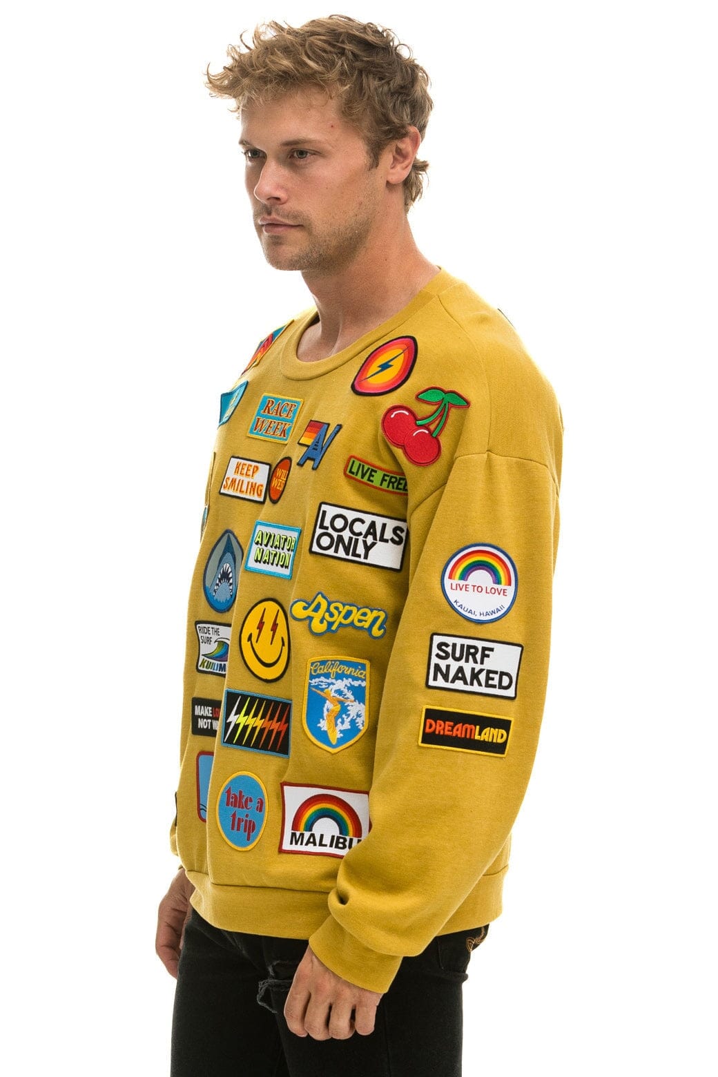 VINTAGE PATCH RELAXED CREW SWEATSHIRT - KHAKI - Image 3