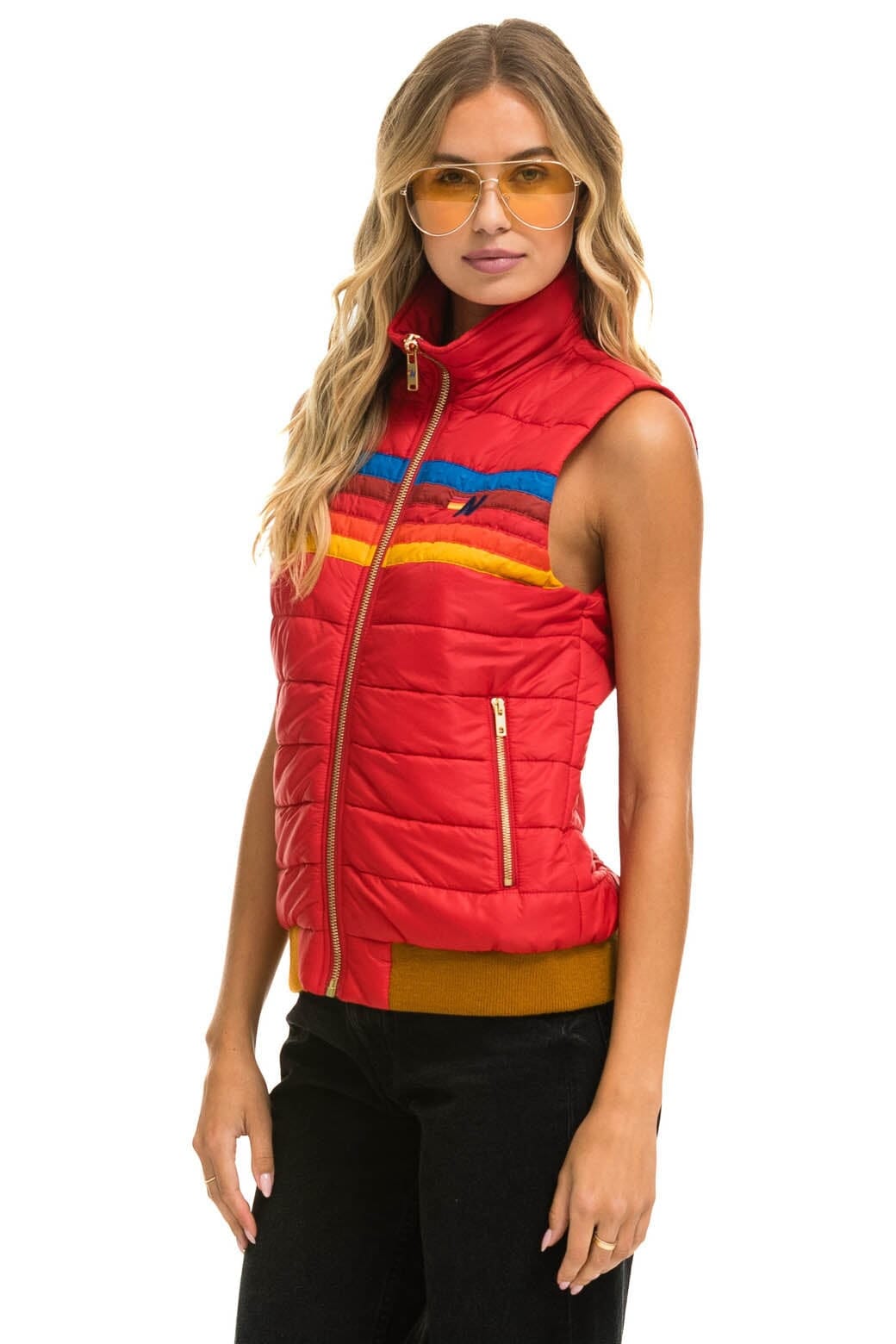 WOMEN'S 5 STRIPE VEST - CHERRY - Image 2