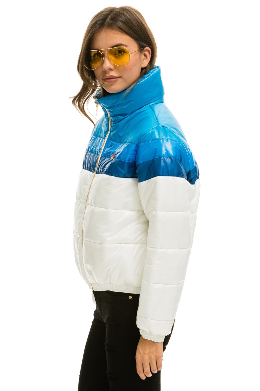 COLOR BLOCK LUXE APRES PUFFER JACKET - GLOSSY WHITE DRESDEN - Image 2