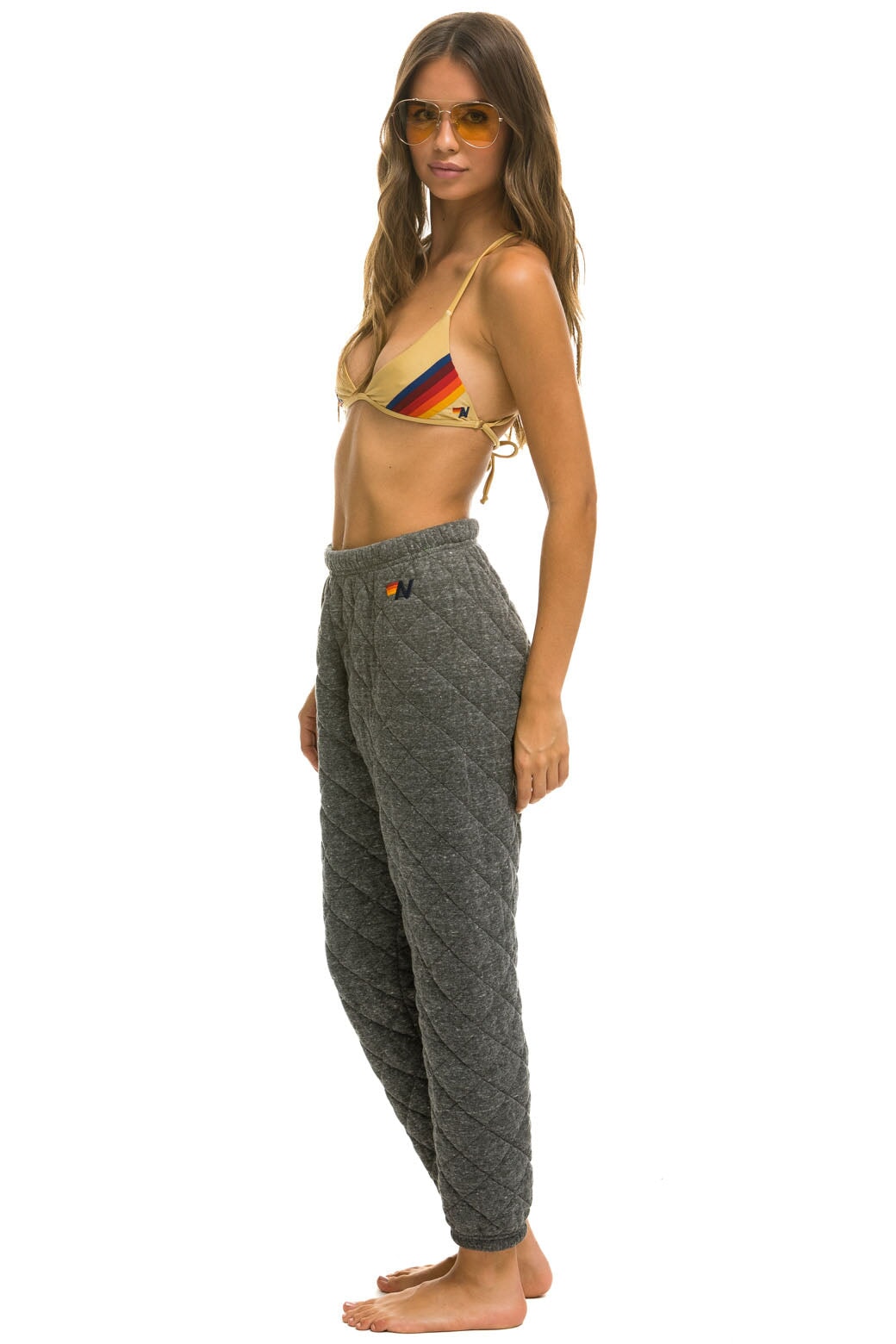 QUILTED SWEATPANTS - HEATHER GREY - Image 2