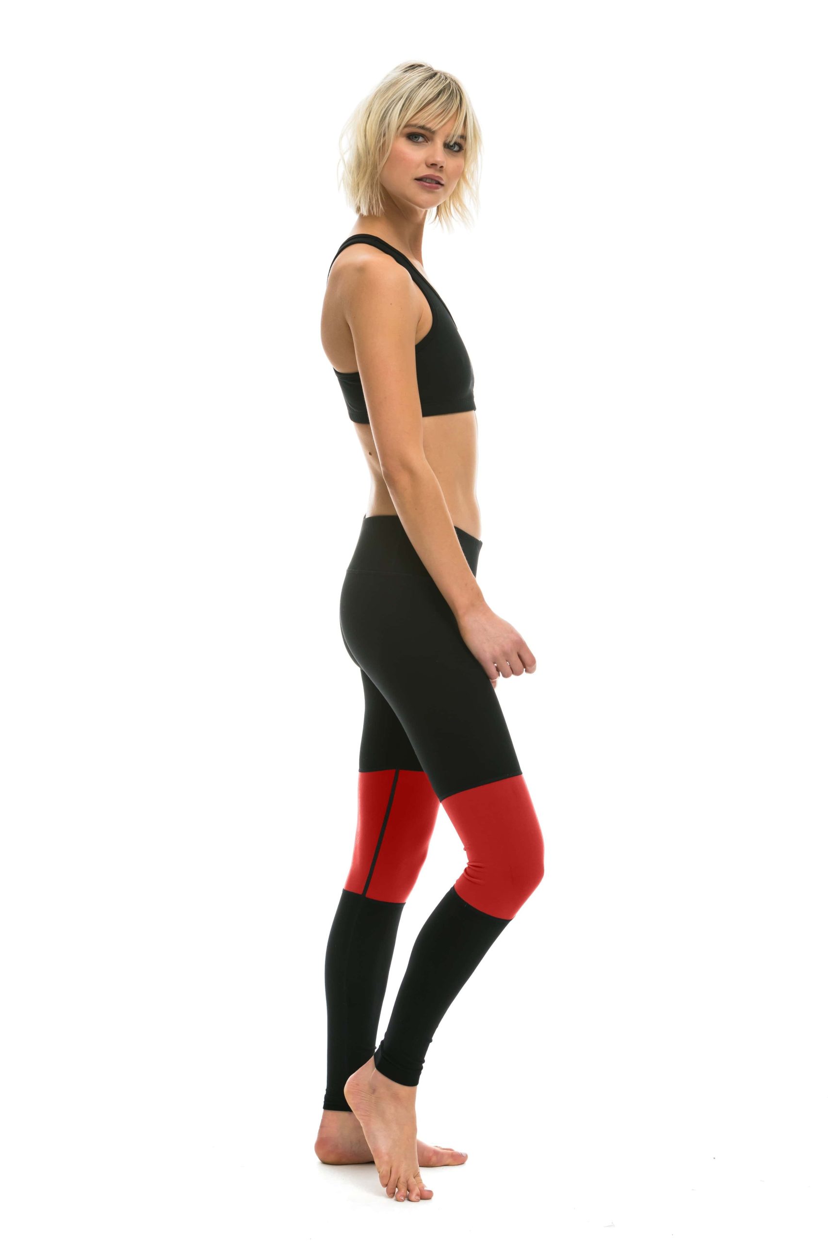 SPRINTER FULL LENGTH LEGGINGS - BLACK // RED - Image 3
